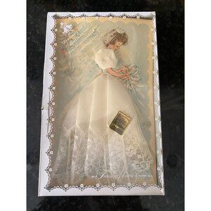 Vintage Mid Century Treasure Masters Cotton Bridal Handkerchief in Original Box